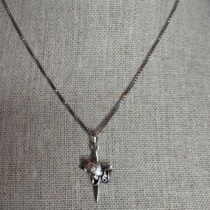 Beau Sterling Silver Praying Hands With Cross Pendant On Sterling Chain
